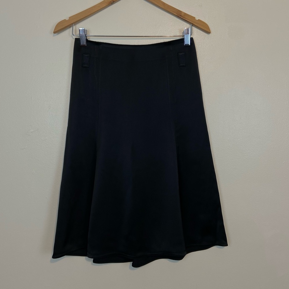 Vintage Emporio Armani Black Bias-Cut Midi Skirt